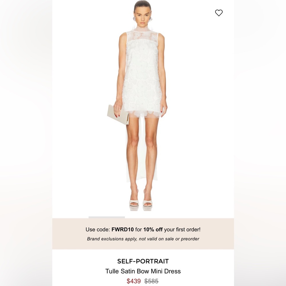 Self-Portrait White Tulle Satin Bow Mini Dress
